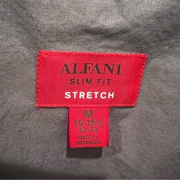 Alfani Dark Gray Slim Fit Stretch Button Down Shirt - Picture 3 of 7